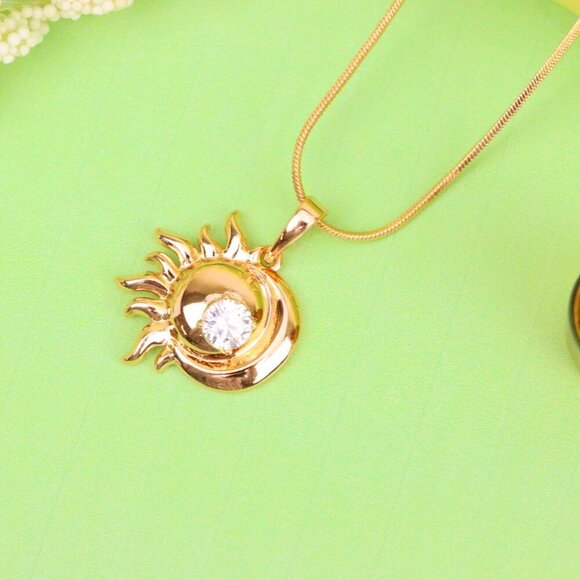 "Round Green Stone Pendant in Rose Gold Finish, XPPT1561 - Picture 12 of 13